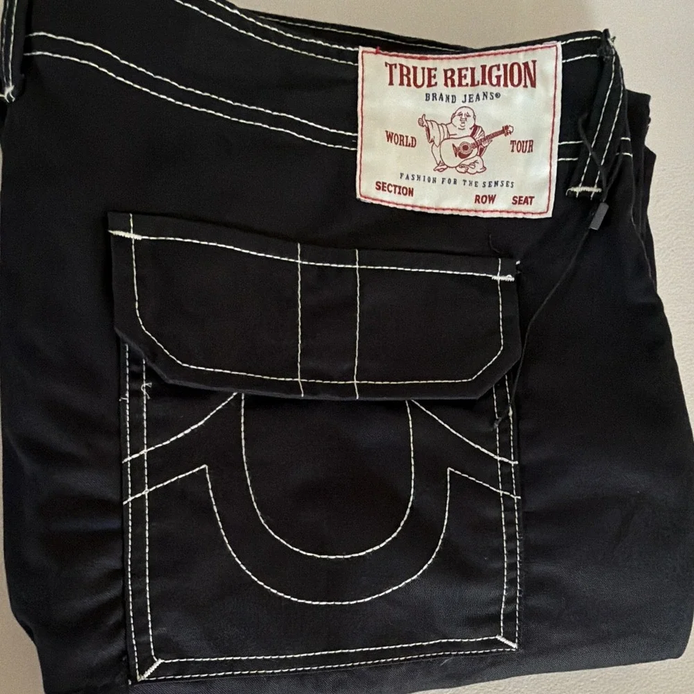 NWT True Religion World Tour Mens 36x32 Black Cargo Pants Twill Straight Fit